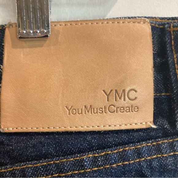 YOU MUST CREATE LONDON Sz L YMC Super Wide Leg Dark Wash Denim Jeans - Picture 6 of 11